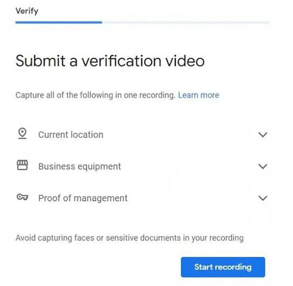 Yêu cầu xác minh video của Google