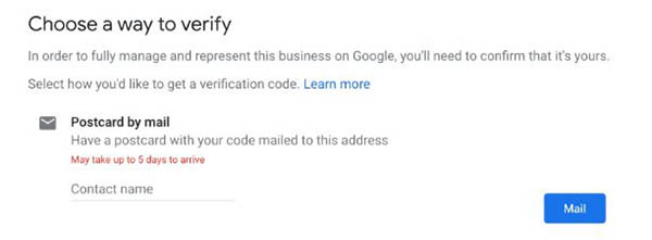Xác minh Hồ sơ doanh nghiệp Google bằng bưu thiếp