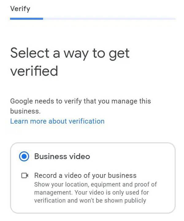 Xác minh google maps bằng video